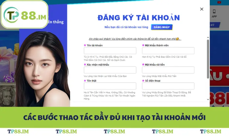 Các bước thao tác đầy đủ khi tạo tài khoản mới