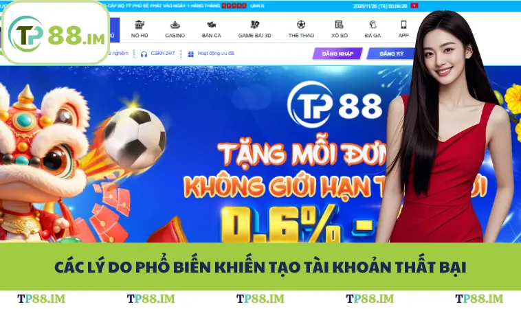 Các lý do phổ biến khiến tạo tài khoản thất bại