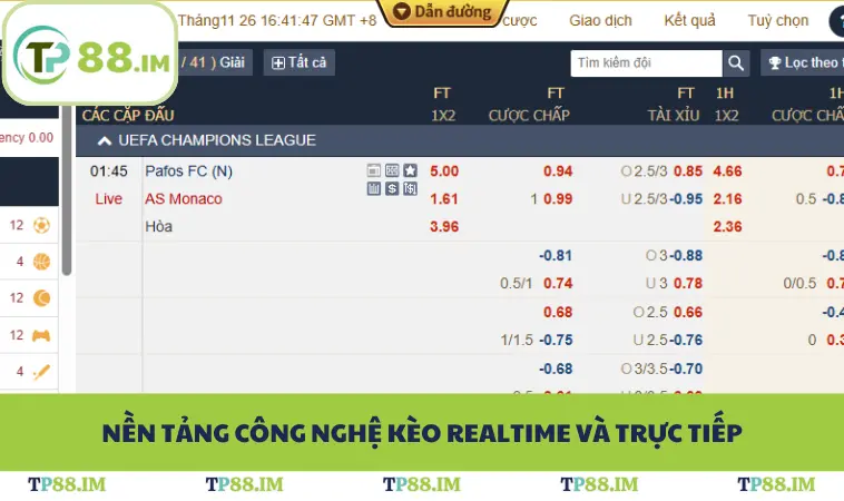 Nền tảng công nghệ kèo realtime và trực tiếp
