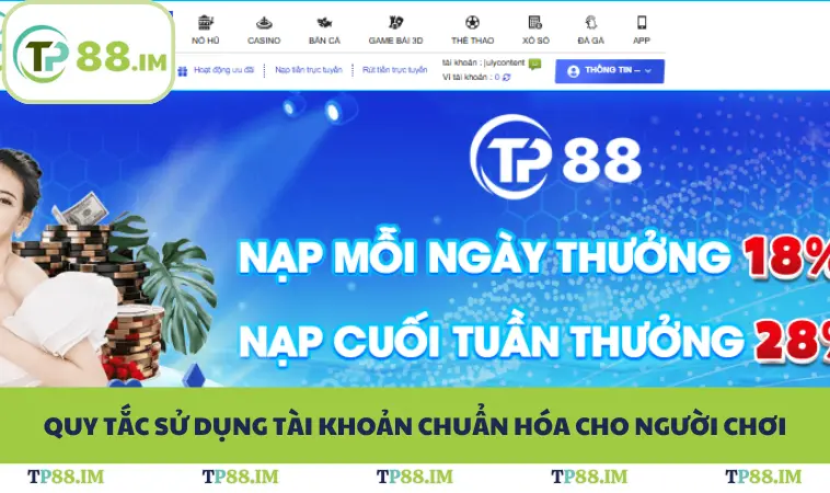 Quy tắc sử dụng tài khoản chuẩn hóa cho người chơi