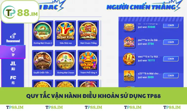 Quy tắc vận hành điều khoản sử dụng TP88